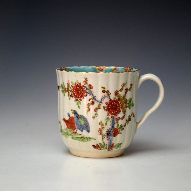 Worcester Two Quail Pattern Trio c1768-72 (8)