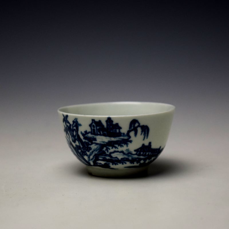 Worcester Two Swan Precipice Pattern Teabowl and Saucer c1757-60 (6)