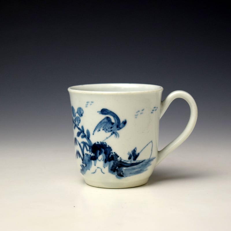 Very Rare Unrecorded Cormorant and Flowering Vine Pattern Coffee Cup c1754-56