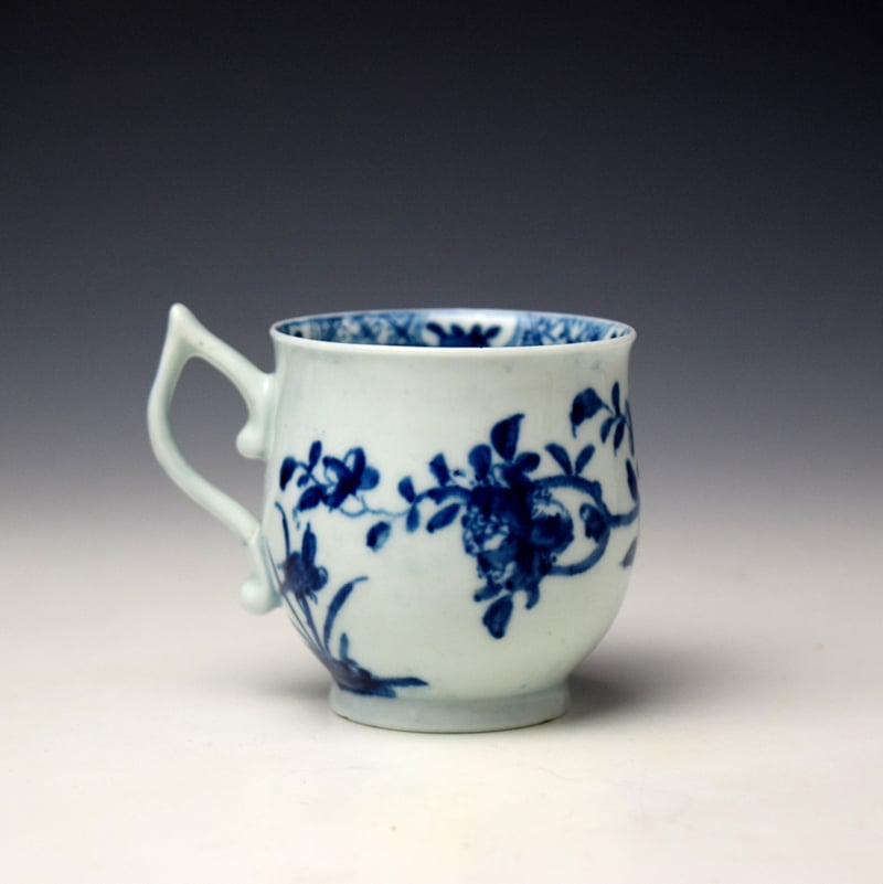 Worcester Warbler Pattern Bell Shaped Coffee Cup cand Saucer c1754-60 (4)