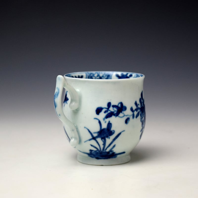 Worcester Warbler Pattern Bell Shaped Coffee Cup cand Saucer c1754-60 (5)