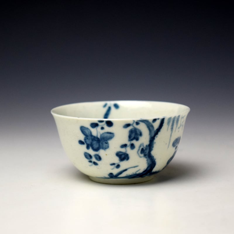 Worcester Weeping Willow Pattern Teabowl and Saucer c1754-56 (2)