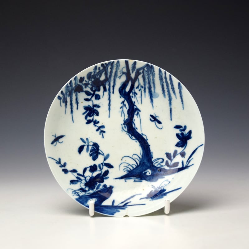 Worcester Weeping Willow Pattern Teabowl and Saucer c1754-56 (7)