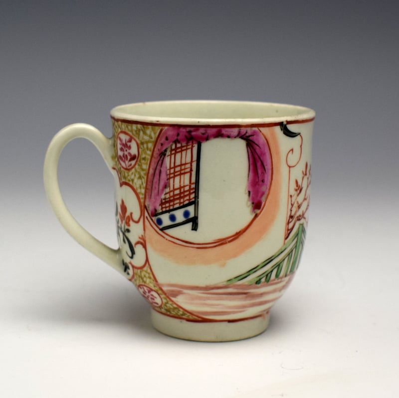 Worcester Yellow Robed Mandarin Pattern Coffee Cup c1765 (2)