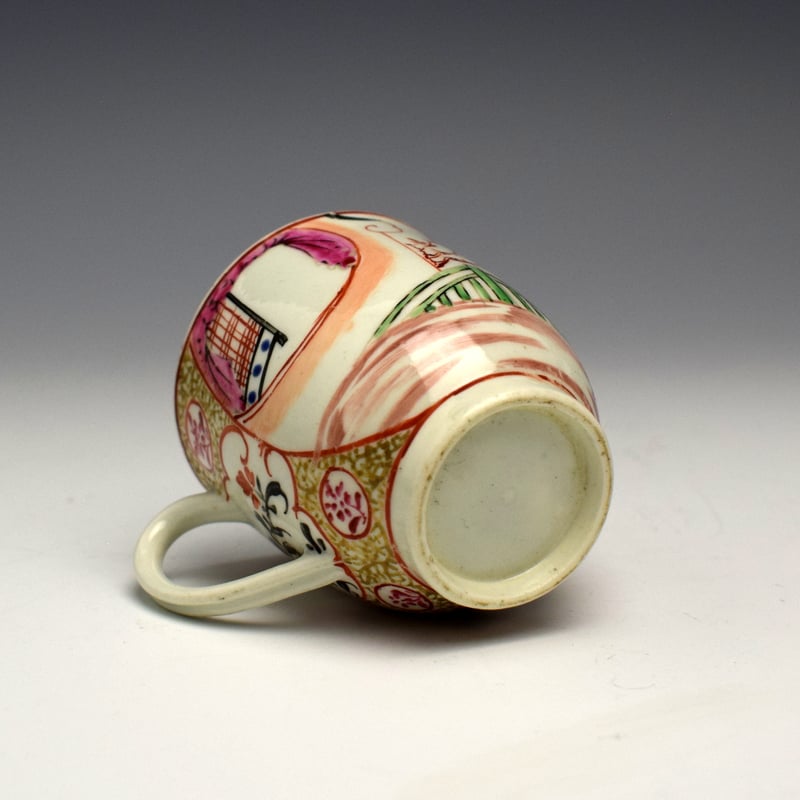 Worcester Yellow Robed Mandarin Pattern Coffee Cup c1765 (6)