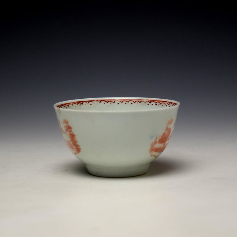 Liverpool Sadler Red Print Teabowl and Saucer c1760-65 (3)