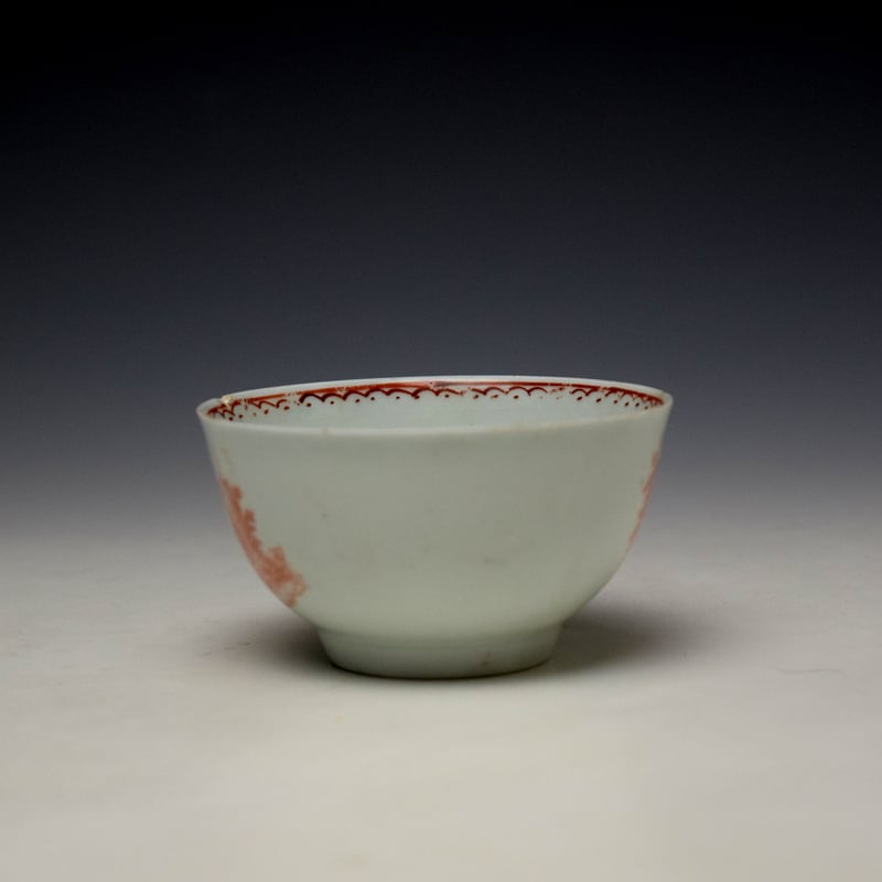 Liverpool Sadler Red Print Teabowl and Saucer c1760-65 (5)