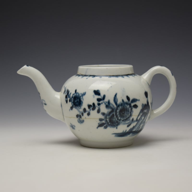 Lowestoft Angled Rock Pattern Small Sized Teapot c1765-70 (2)