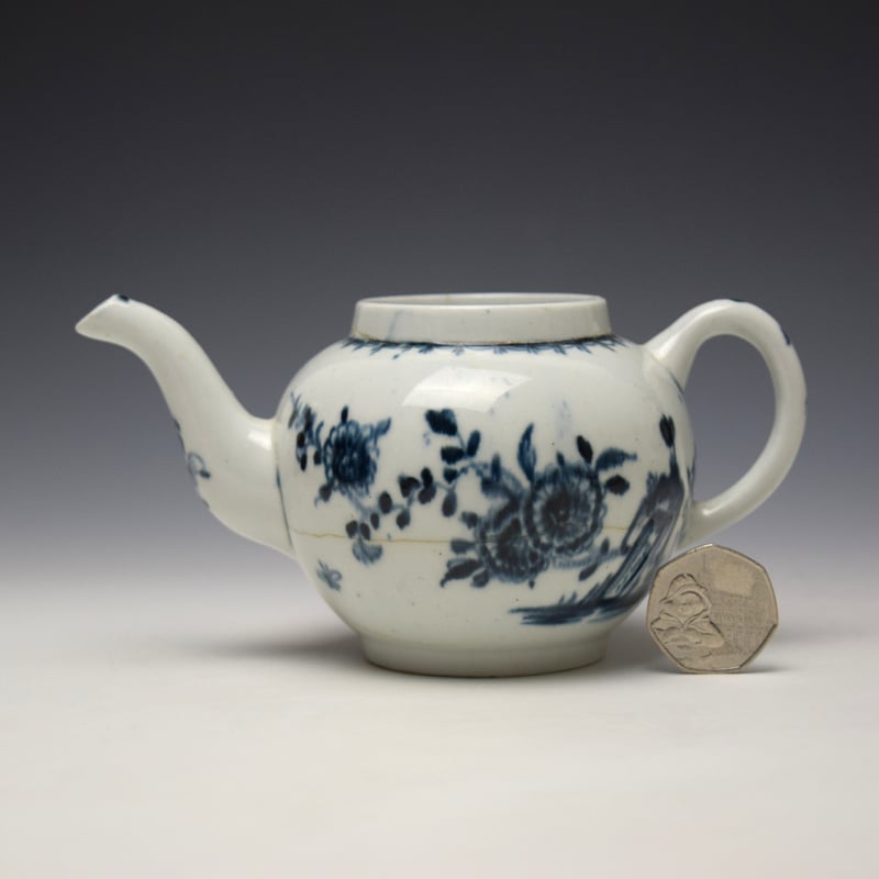 Lowestoft Angled Rock Pattern Small Sized Teapot c1765-70 (3)
