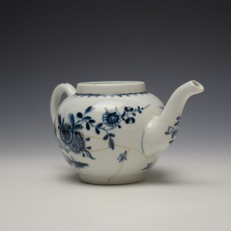 Lowestoft Angled Rock Pattern Small Sized Teapot c1765-70 (5)