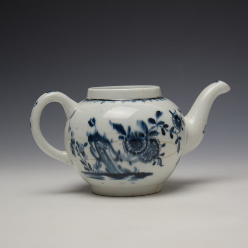 Lowestoft Angled Rock Pattern Small Sized Teapot c1765-70 (6)