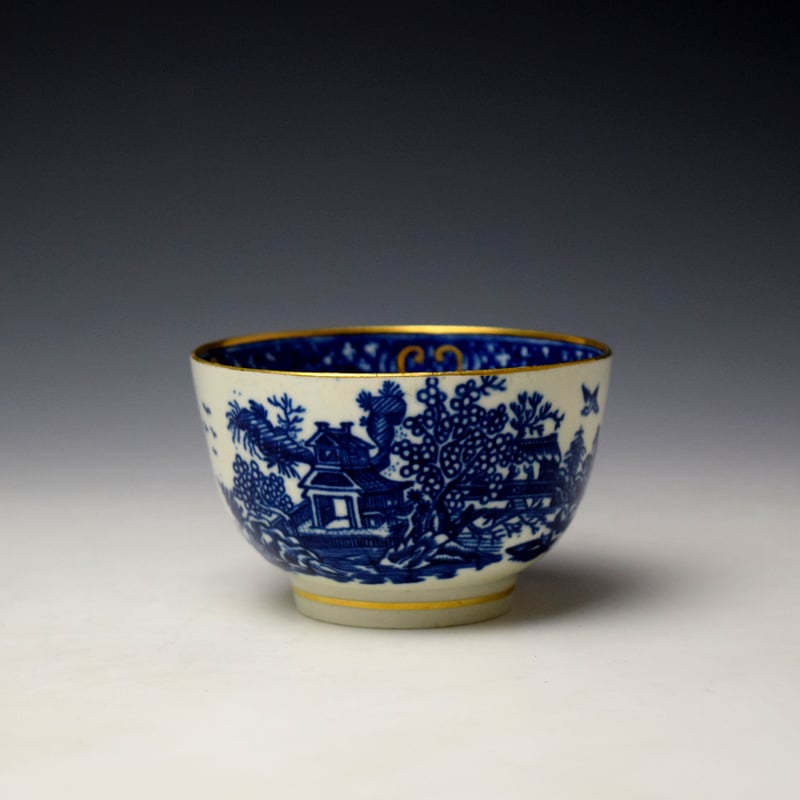 Worcester Argument Pattern Teabowl and Saucer c1780-90 (2)