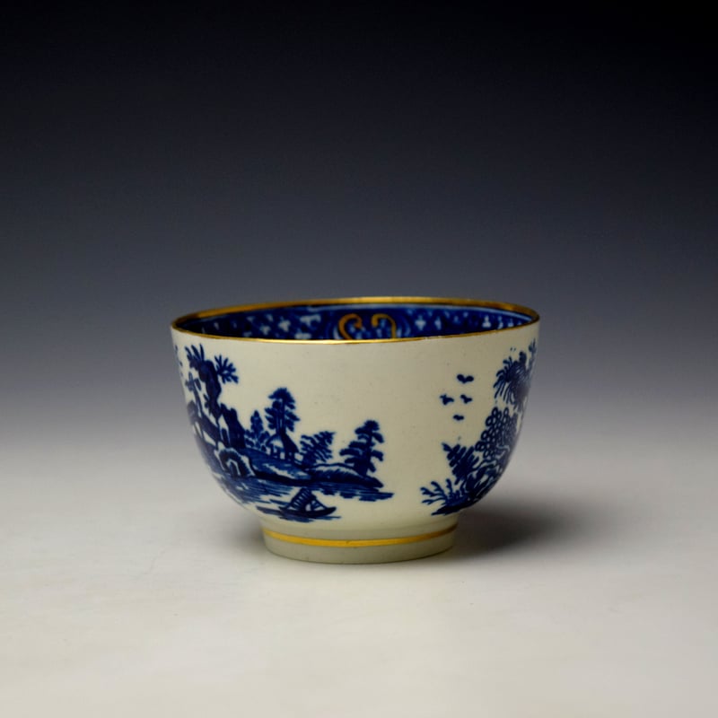 Worcester Argument Pattern Teabowl and Saucer c1780-90 (3)