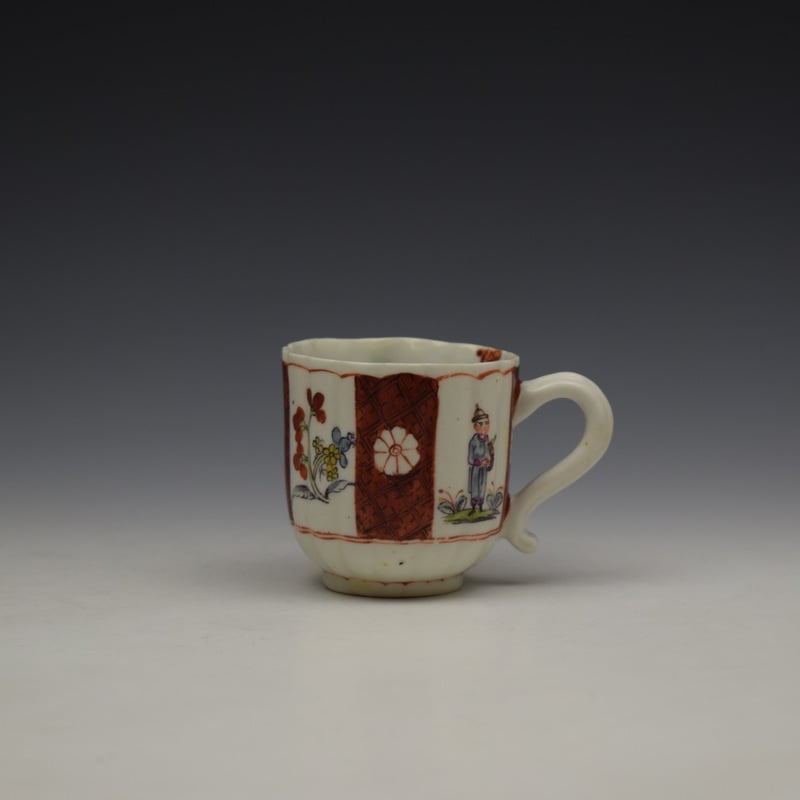 Derby Porcelain Scarlet Japan Mandarin Pattern Coffee Cup and Saucer c1758-80 (2)