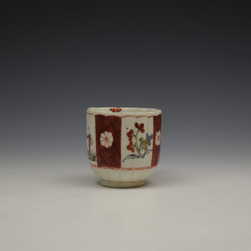 Derby Porcelain Scarlet Japan Mandarin Pattern Coffee Cup and Saucer c1758-80 (3)