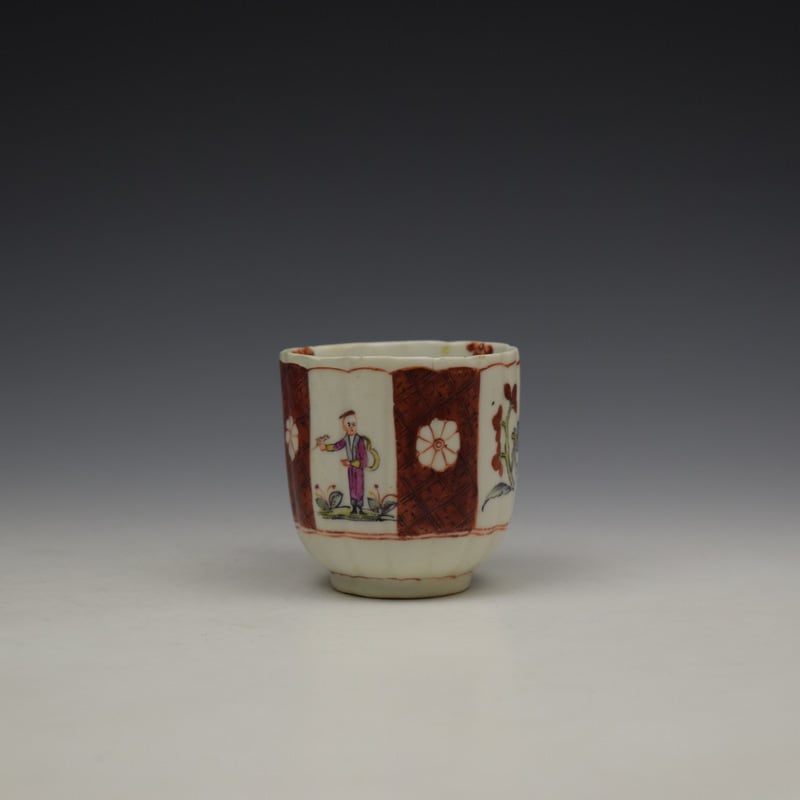 Derby Porcelain Scarlet Japan Mandarin Pattern Coffee Cup and Saucer c1758-80 (4)