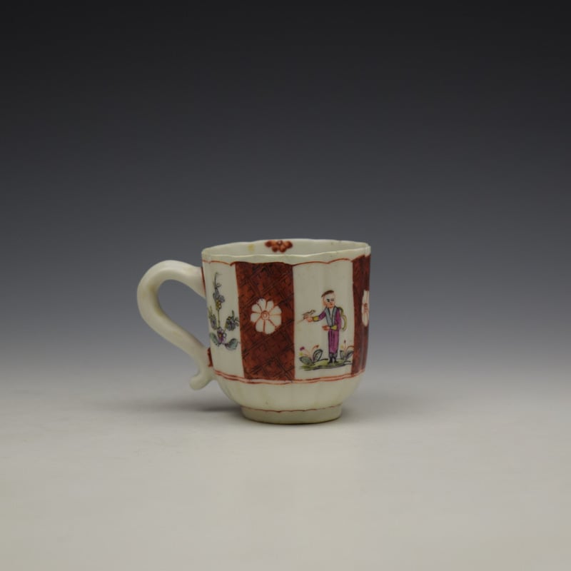Derby Porcelain Scarlet Japan Mandarin Pattern Coffee Cup and Saucer c1758-80 (6)
