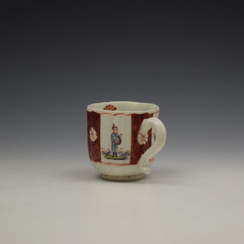 Derby Porcelain Scarlet Japan Mandarin Pattern Coffee Cup and Saucer c1758-80 (8)