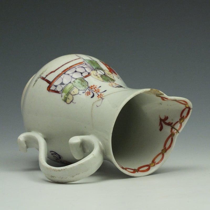 Early Derby Porcelain Mandarin Pattern Sparrow Beak jug C1756-62 (8)