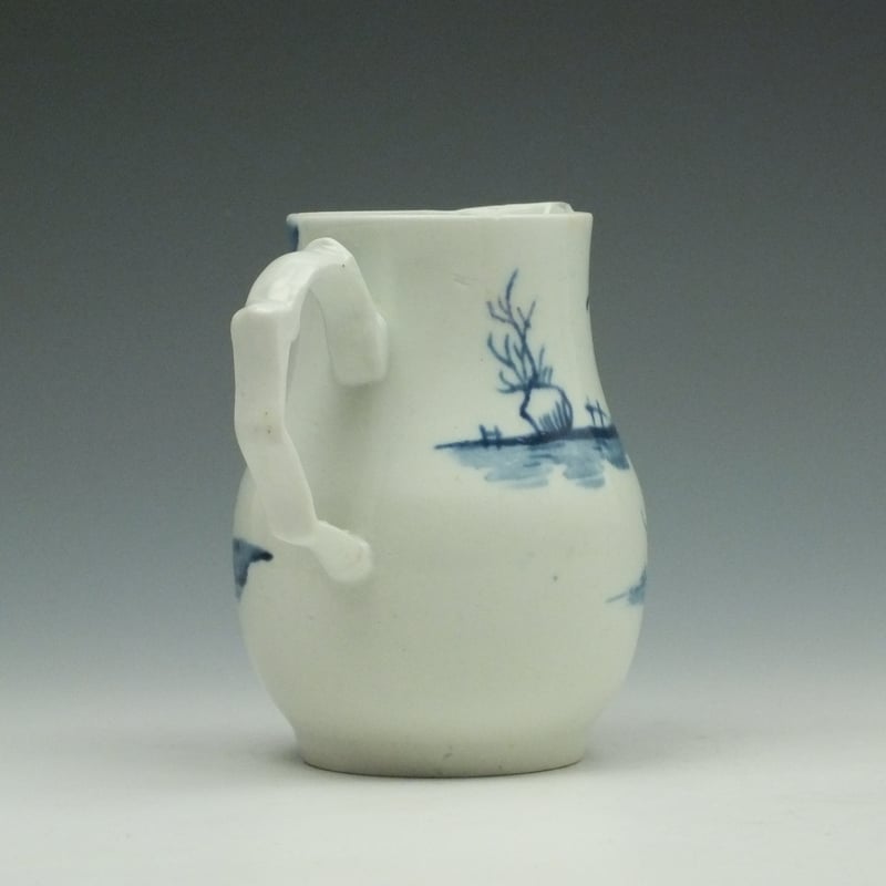 Longton Hall Hut and Man Fishing Pattern Sparrow Beak Jug c1755-60 (5)