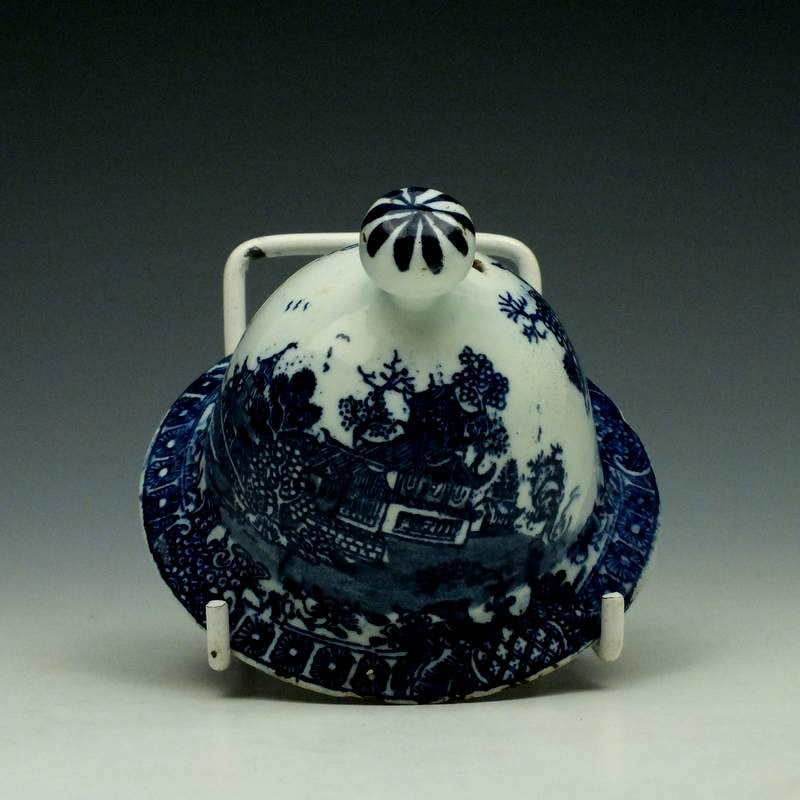 Lowestoft Dark Landscape Pattern Coffee Pot and Cover c1785-95 (11)