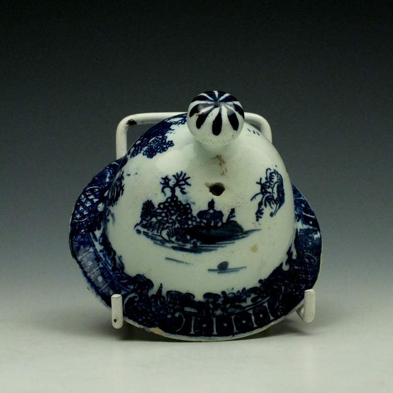 Lowestoft Dark Landscape Pattern Coffee Pot and Cover c1785-95 (12)