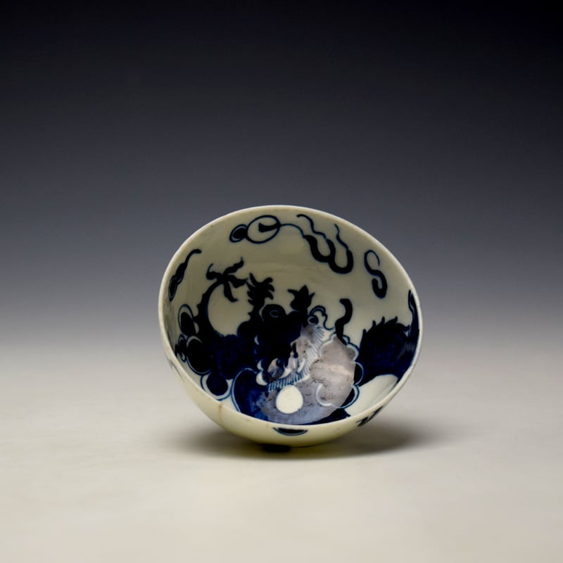 Lowestoft Dragon Pattern Teabowl and Saucer c1770-80 (6)