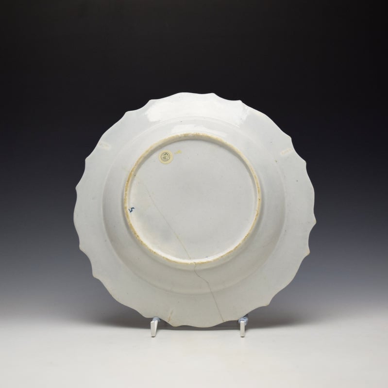 Lowestoft Fence Rock and Peony Pattern Scalloped Rim Plate c1775-85 (2)