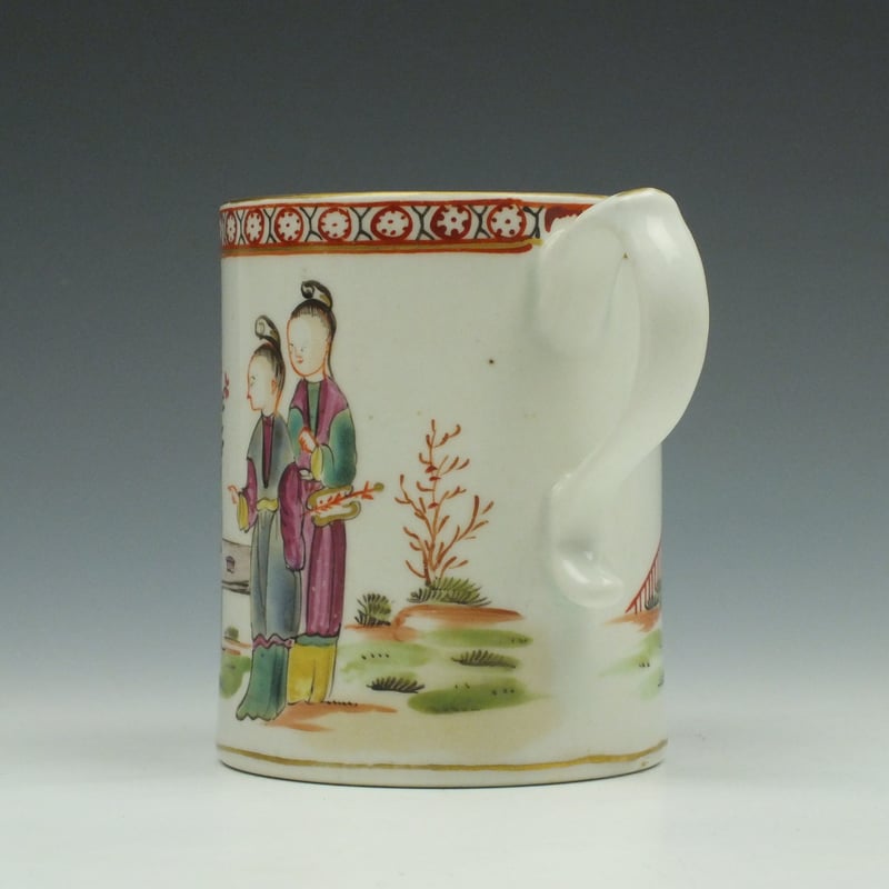 Lowestoft Porcelain Mandarin Speared Bird Pattern Mug c1780 (5)