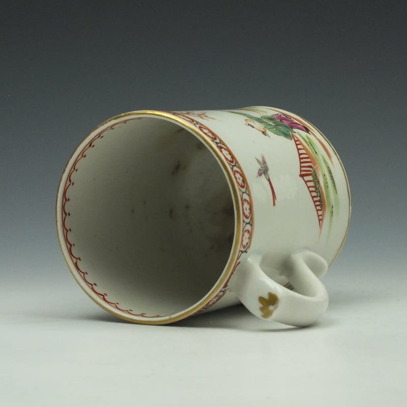 Lowestoft Porcelain Mandarin Speared Bird Pattern Mug c1780 (6)