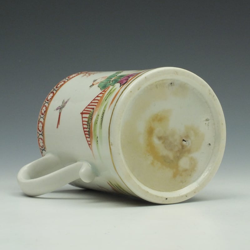 Lowestoft Porcelain Mandarin Speared Bird Pattern Mug c1780 (7)