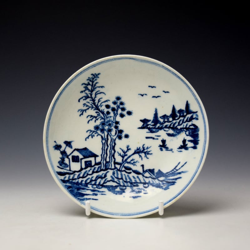 Rare Reversed Island With Tall Trees Pattern Saucer c1770-75