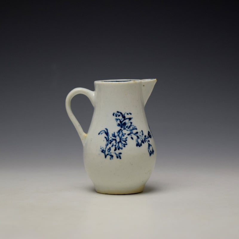 Lowestoft Rose Poppy and Tulip Sprays Pattern Sparrow Beak Cream Jug c1770 (4)