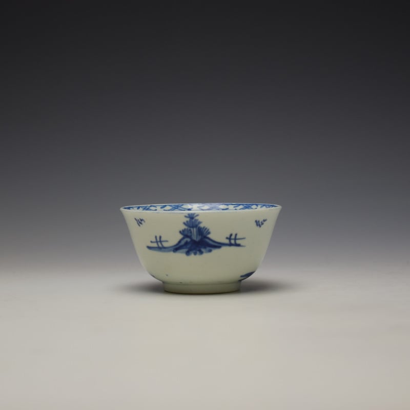 Vauxhall Tall Pagoda Willow Landscape Pattern Teabowl and Saucer c1755-60 (4)