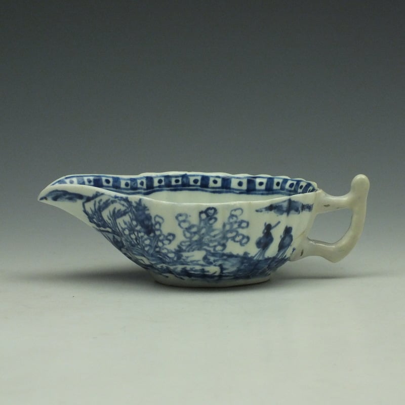 Vauxhall Two Men on a Rocky Island Pattern Butterboat c1757-62 (2)