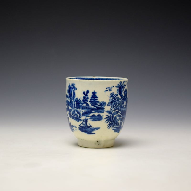 Worcester Argument Pattern Coffee Cup and Saucer c1780-85 (3)