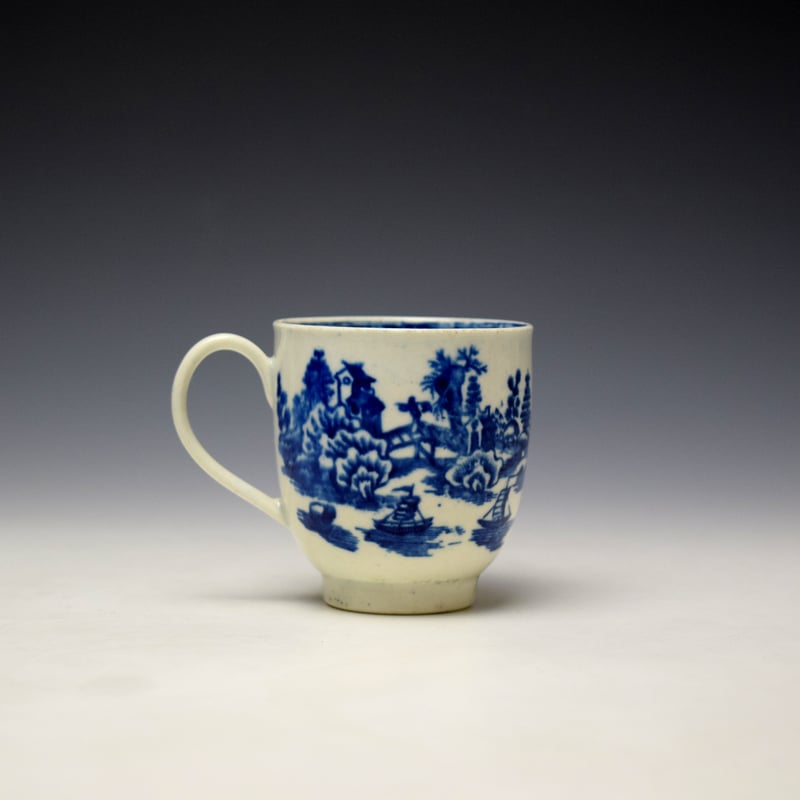 Worcester Argument Pattern Coffee Cup and Saucer c1780-85 (4)