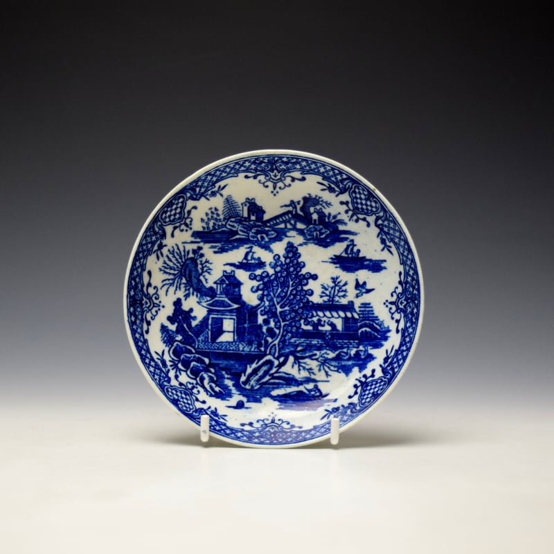 Worcester Argument Pattern Coffee Cup and Saucer c1780-85 (7)