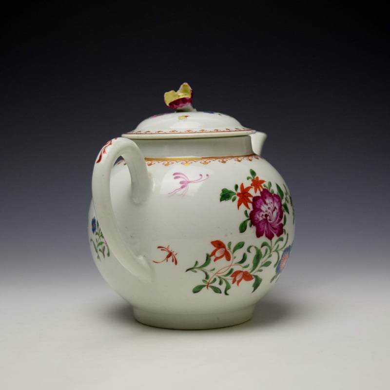 Worcester Chinese Floral Pattern Teapot and Cover c1765-70 (5)