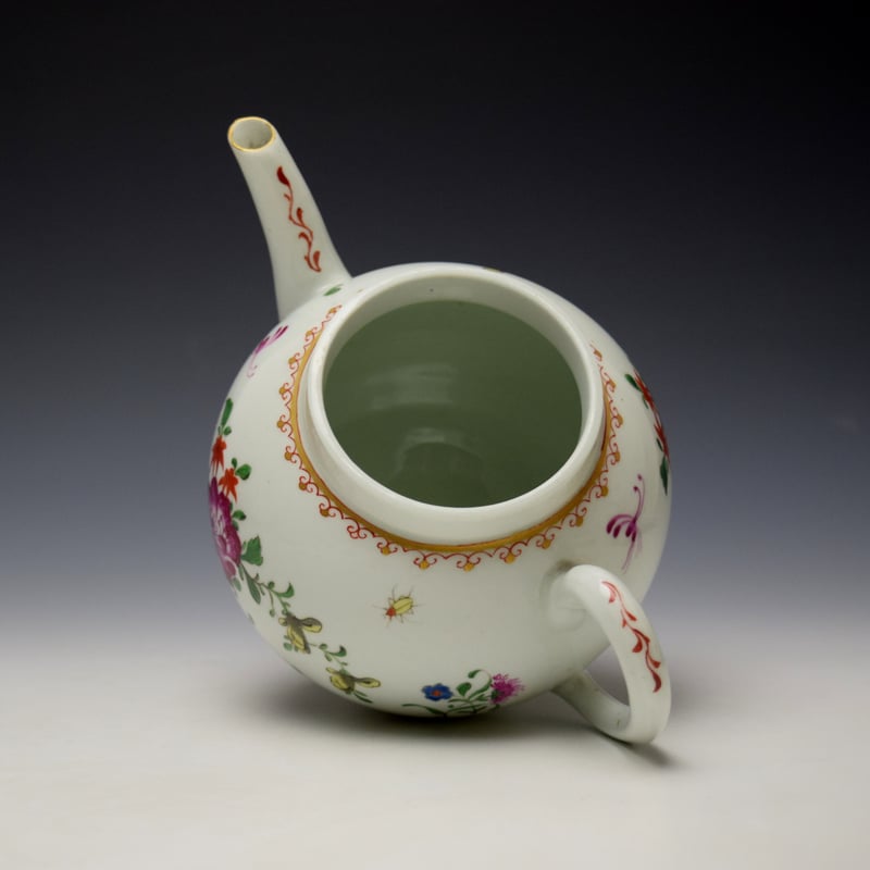 Worcester Chinese Floral Pattern Teapot and Cover c1765-70 (7)