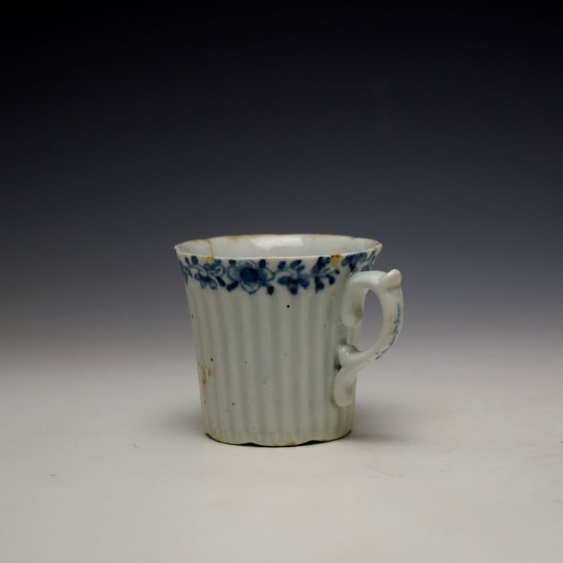 Worcester Early Ribbed Floral Border Pattern Coffee Cup c1754 (5)