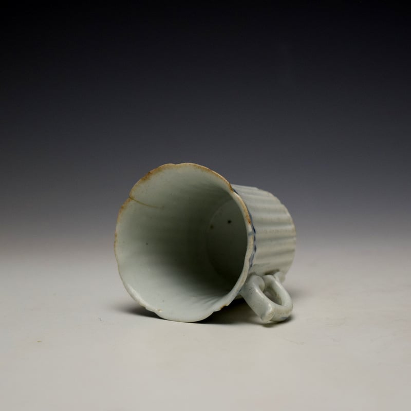 Worcester Early Ribbed Floral Border Pattern Coffee Cup c1754 (6)