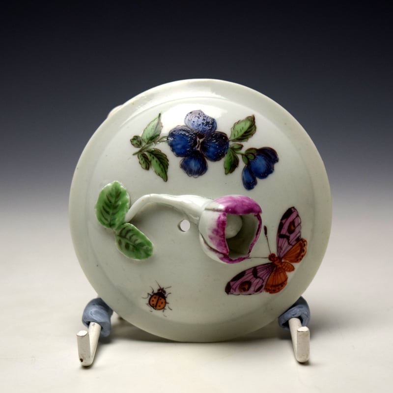 Worcester Floral and Insect Pattern Teapot and Cover c1756-58 (9)