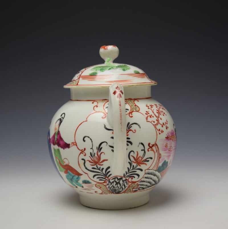 Worcester Mandarin Fish Monger Boy In the Window Pattern Teapot and Cover c1775-80 (7)