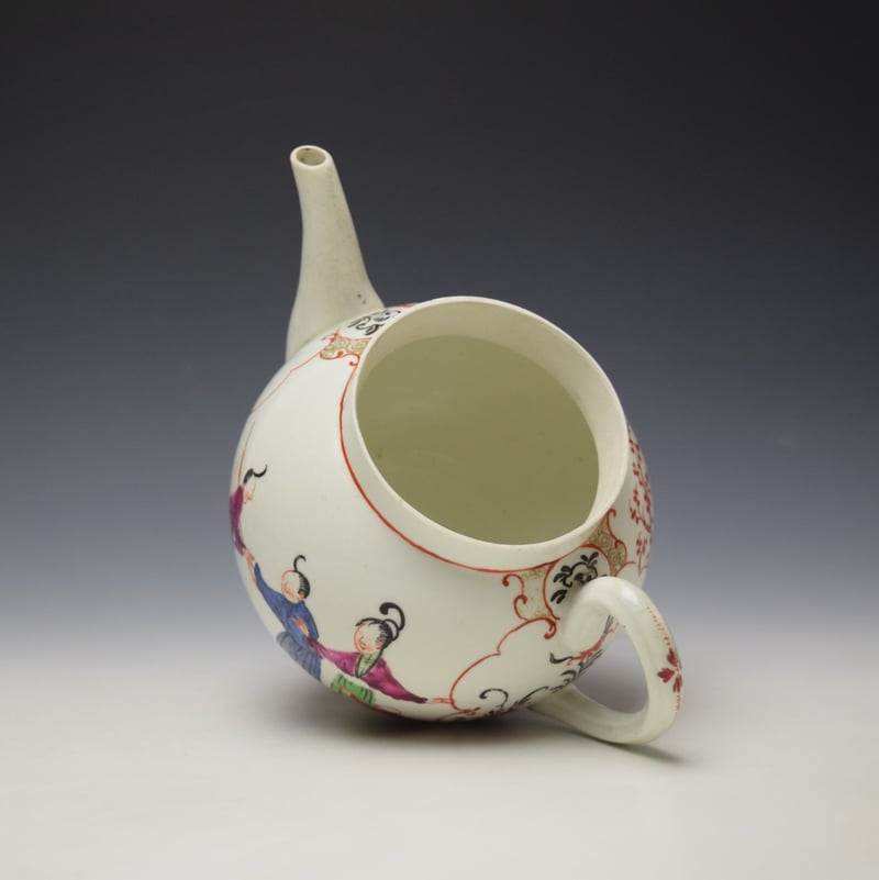 Worcester Mandarin Fish Monger Boy In the Window Pattern Teapot and Cover c1775-80 (9)