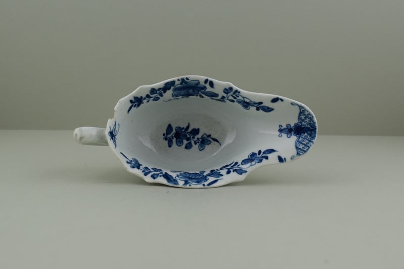 Worcester Porcelain Dr Wall Period The Boatman Pattern Low footed Sauceboat, C1755. 10