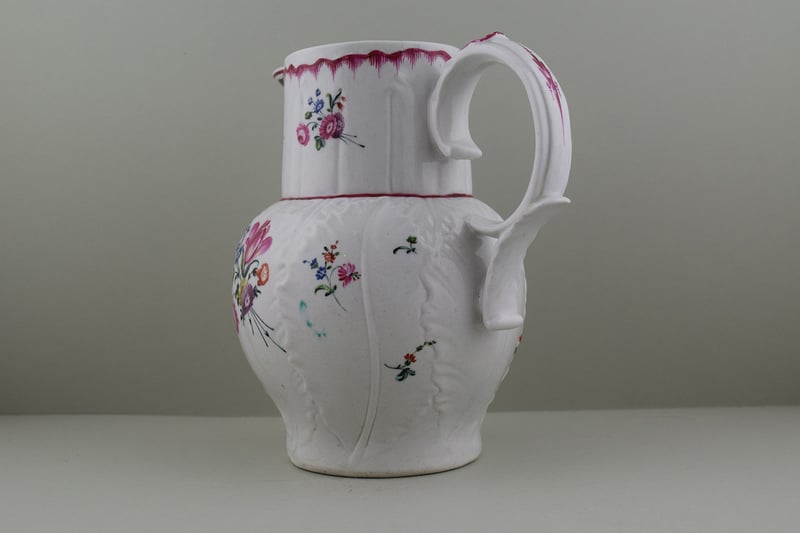 Baddeley Littler Porcelain Mask Spout jug, C1770. h