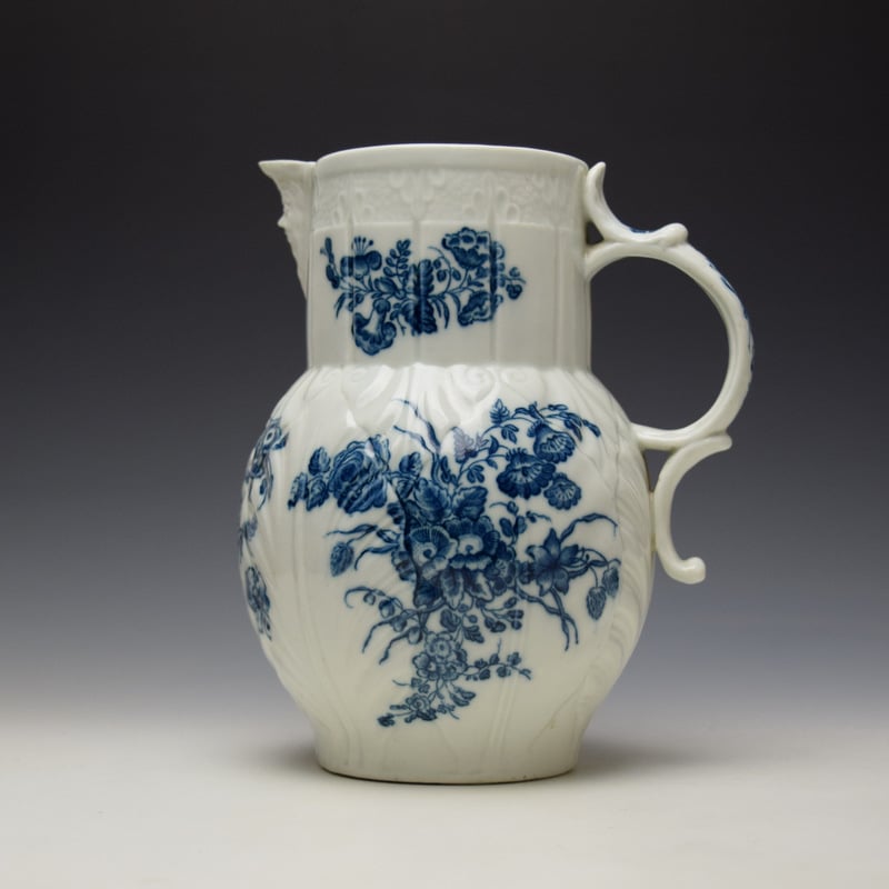 Caughley Bouquets Pattern Mask Spout Jug c1776-94 (2)