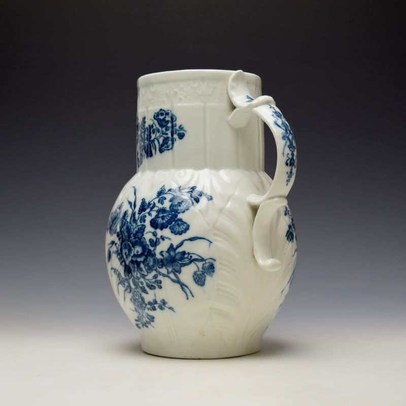 Caughley Bouquets Pattern Mask Spout Jug c1776-94 (3)