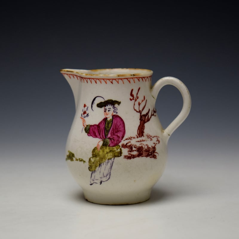 Bow Porcelain Mandarin Pattern Sparrow Beak Jug c1760-65